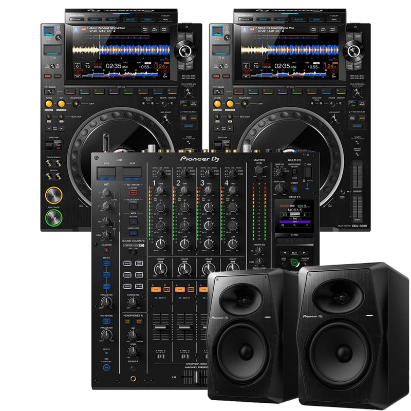 Pioneer DJ CDJ-3000 (Pair) & DJM-A9 & VM-80 (Pair) & Cables